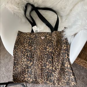 GUESS Leopard animal print tote bag with leather straps NWT